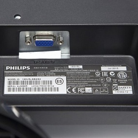 Монитор LCD PHILIPS 18.5" 193V5LSB2/10(62) Black TN (LED), 1366x768, 5ms, 250cd/m2, 1 000:1, (700:1), 90/65, D-Sub, VGA